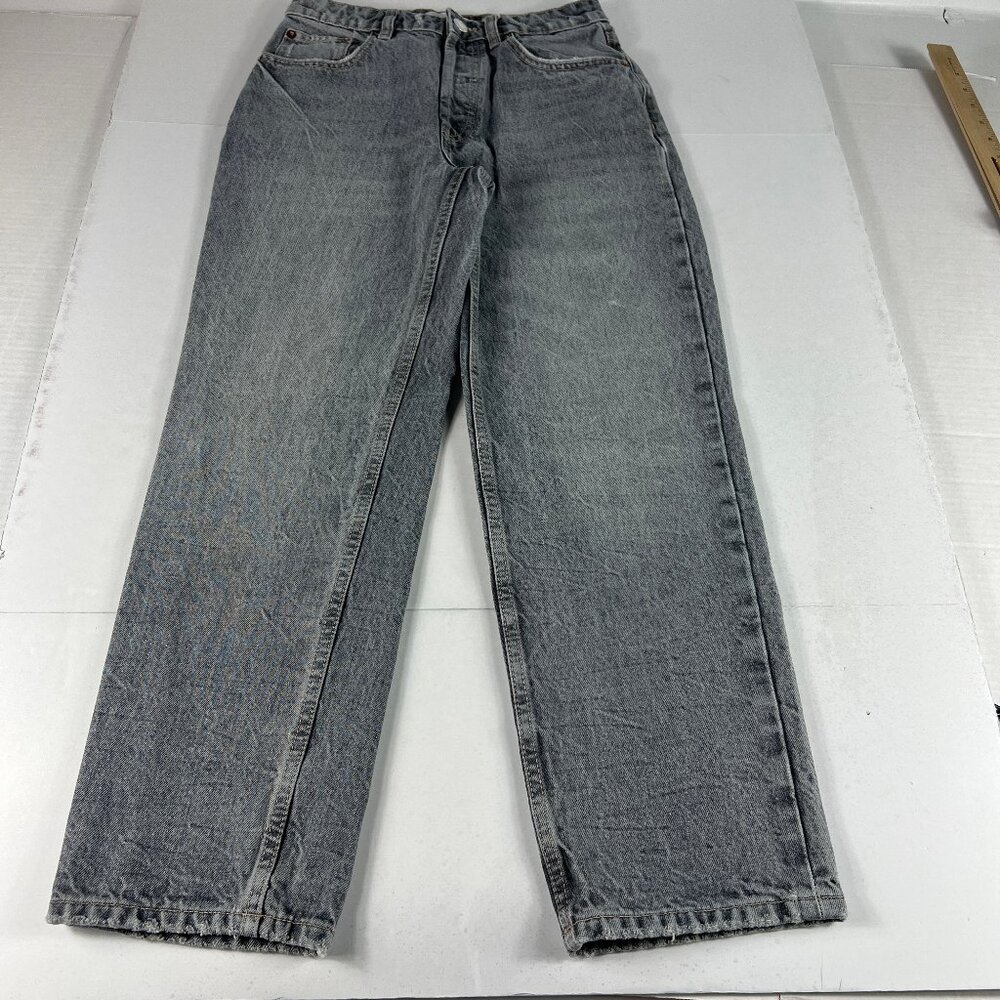 Zara Jeans Women's 26x26* High Rise Mom Straight Crop Grey Faded Denim Tag 4